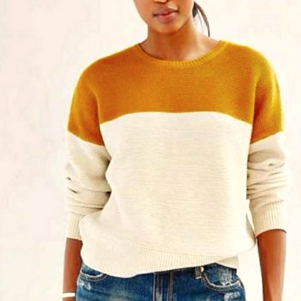 Bdg Urban Outfitters Colorblock Knit Crewneck Long Sleeve Pullover Sweater